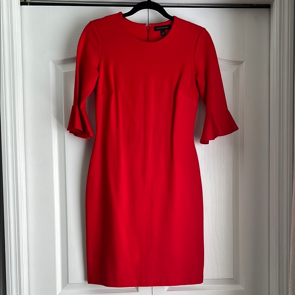 Banana Republic Vibrant Red Bell Sleeve Dress